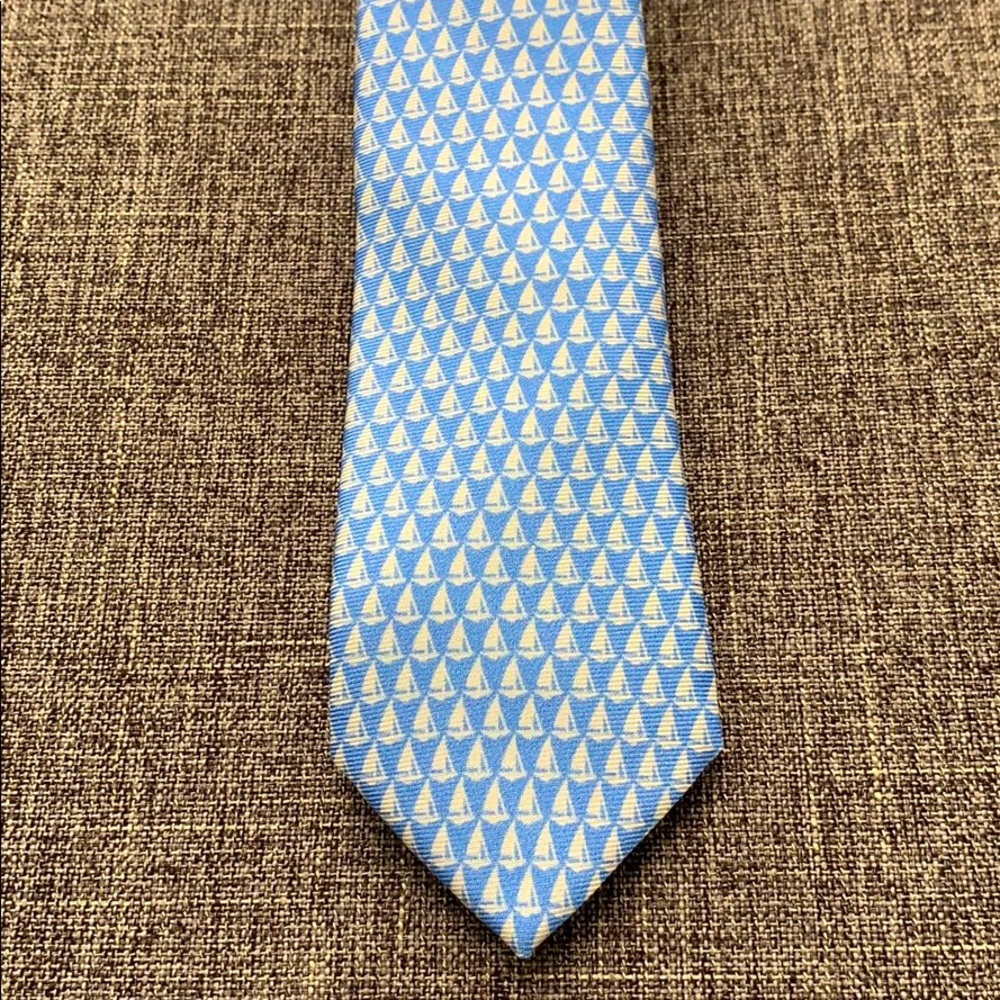 Barneys CO-OP Sailboat Silk Print Tie